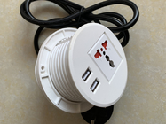 White color smart round universal power mobile USB charger tabletop power outlet / Desktop socket